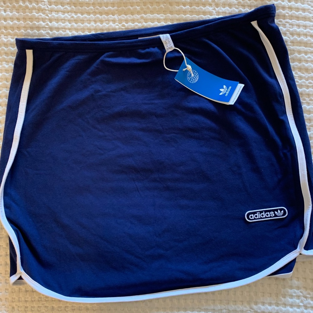 Adidas Originals Retro Blue White stripe & Logo Sporty Mini Skirt XL NWT - Picture 11 of 14